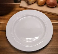 THRESHOLD Dot Embossed BEADED 8.25" SALAD PLATE Porcelain WHITE - BEAUTIFUL!!!