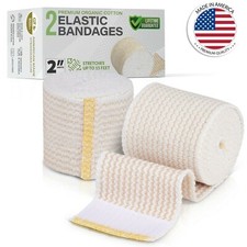 GT 2" 2 Pack Cotton Elastic Compression Bandages Body Wrap Hook/Loop USA Made