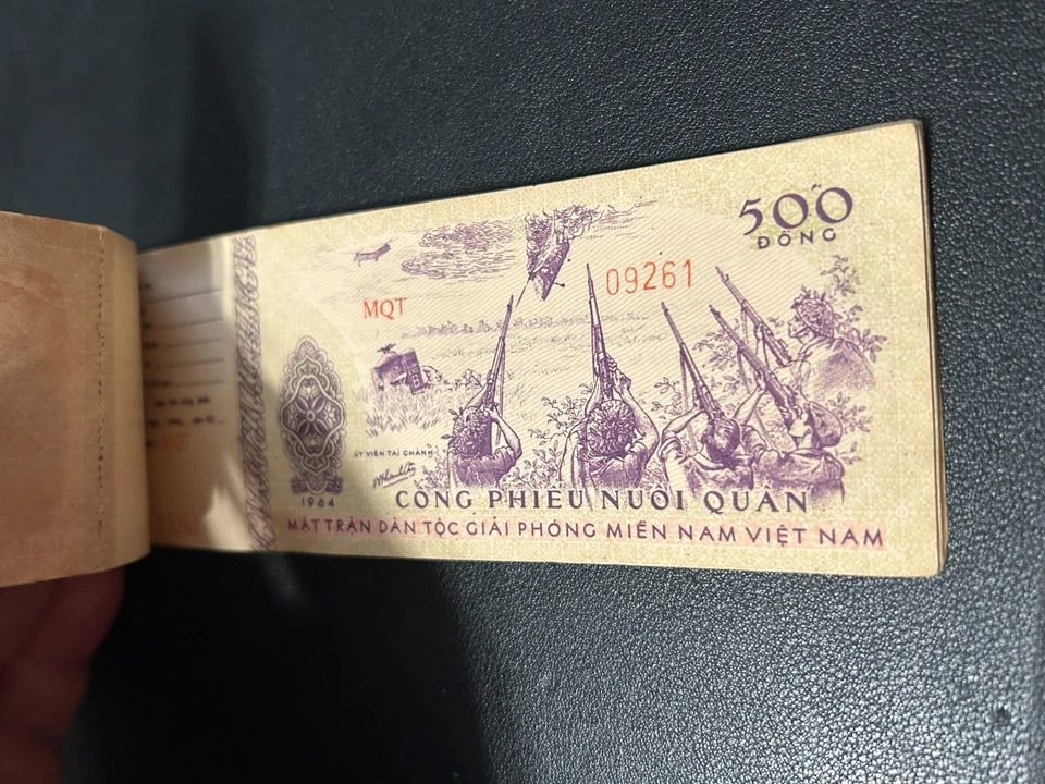1964 Vietnam Vietcong Cong Phieu Nuoi Quan 500 Dong Credit ORIGINAL BOOK 23 NOTE - Image 3 of 4