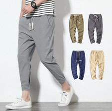 Summer Men Thin Pants Cotton Linen Yoga Beach Jogger Sweat Lounge Harem Trousers