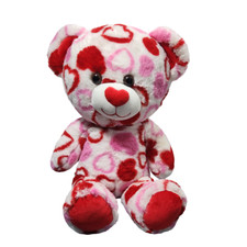Valentine Bear 16" Red Pink White Soft Teddy Bear Stuffed Plush Pretty Hearts