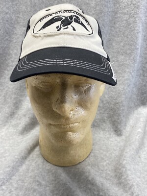 Duck Commander Tattered Patch Hat Cap Black/White Embroidered Adjustable Cotton