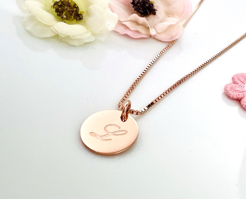 Rose Gold Letter L initial Name Coin Pendant & 45cm Necklace Sterling Silver 925 - Picture 11 of 13