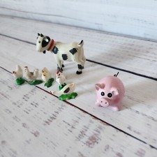 Farm Animals Micro Mini Pig Cow Chickens Mixed Lot of 7