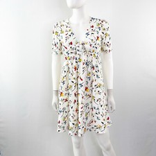 Madewell Mini Dress Size 00 White Tie Front Drifting Flowers Cottagecore