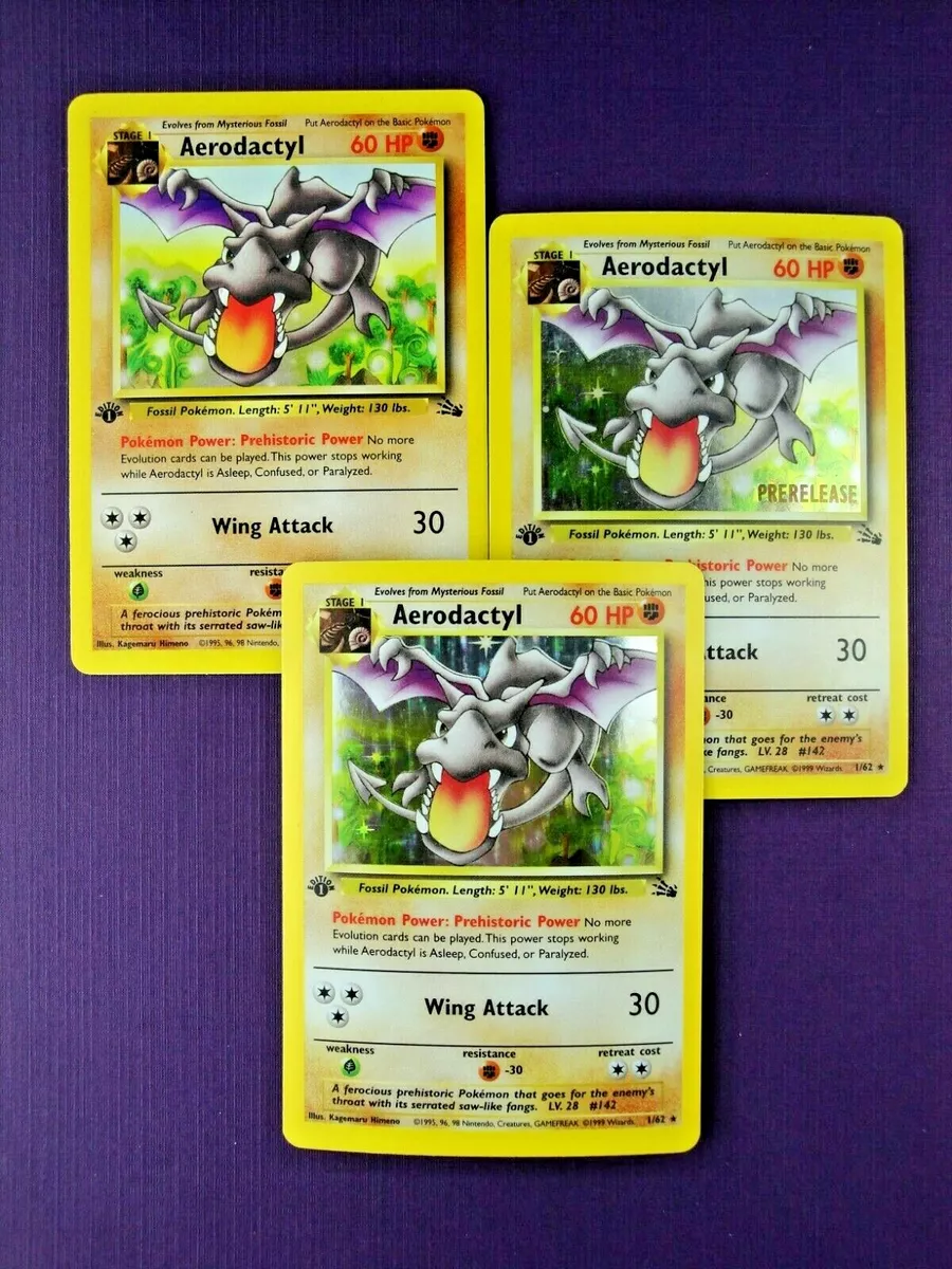 Pokemon Fossil 1st Edition Single Aerodactyl 1/62 - Prerelease Promo