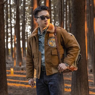 Red Tornado Men Military B-10 Flight Bomber Jacket Winter B10