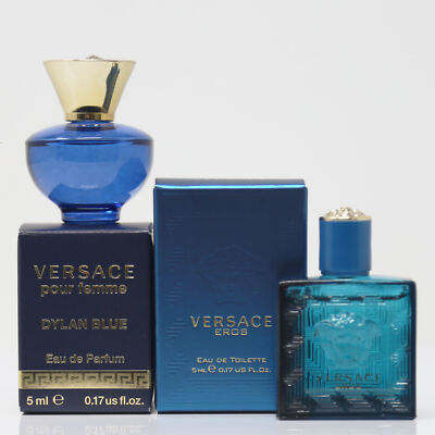 2pc Mini Gift Versace Dylan Blue Femme EDP 5ml and Eros Men EDT 5ml, Brand New!!