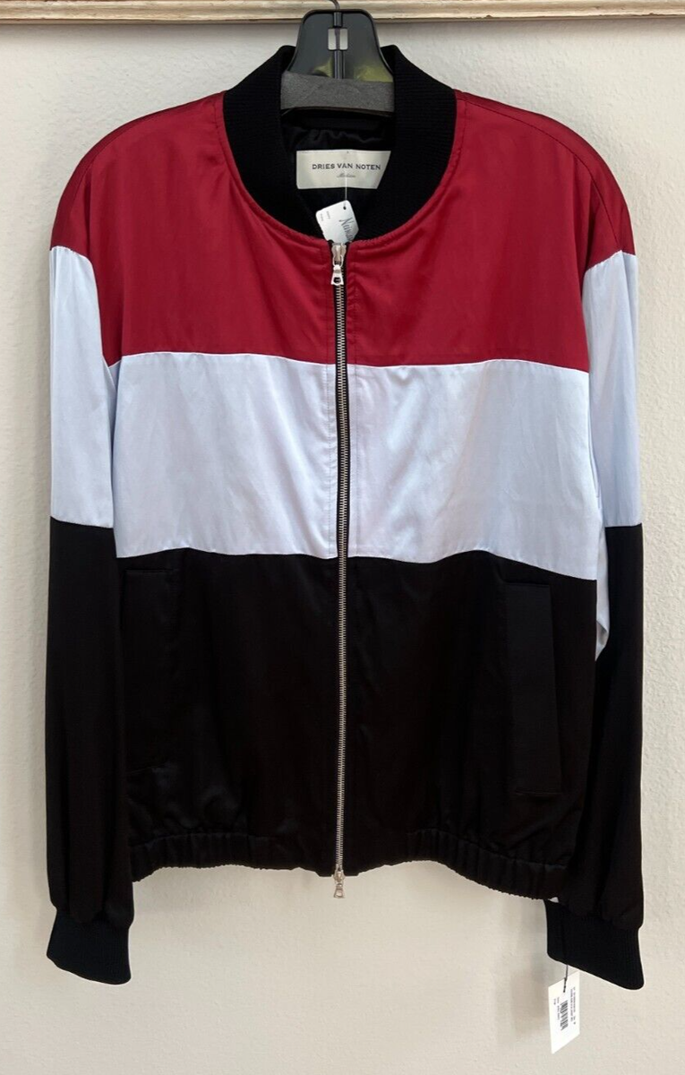 DRIES VAN NOTEN Men's Vickers Shiny Satin Bomber Jacket In Red