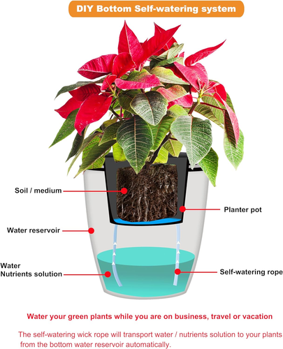 ORIMERC 30 feet 1/6 inch Self Watering Capillary Wick Cord Vacation Plant Sitter - Picture 7 of 9