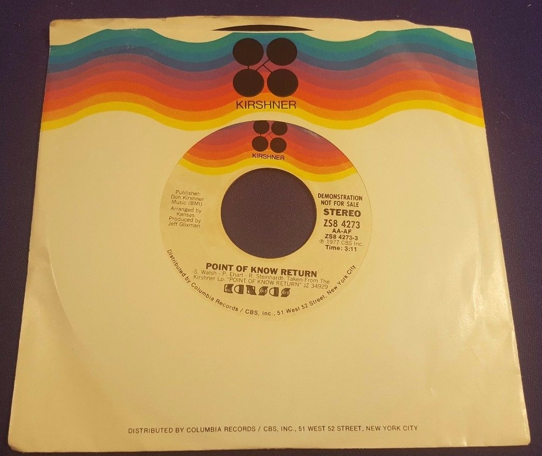 KANSAS Point of No Return DEMO 45 Record Kirshner Records ZS8 4273