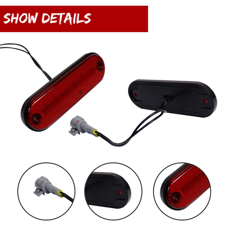 For Toyota RAV4 1996 1997 1998 1999 2000 Red Rear Bumper LED Side Marker Lights - Image 3 of 4