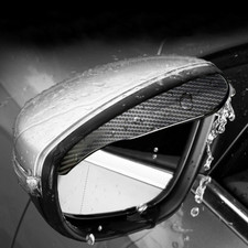 2pz Accessori Protezione Visiera Pioggia Specchio Retrovisore Laterale Auto Fibra di Carbonio Nero