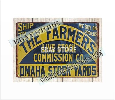 FARMERS LIVESTOCK COMMISSION OMAHA STOCK YARDS CATTLE tin sign metal wall art