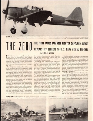 1943 WW2 Article THE ZERO , Japanese Fighter Captured Intact in ...