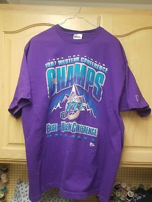 Single Stitch Pro Player Utah Jazz Purple Best Western Conference T Shirt 2XL