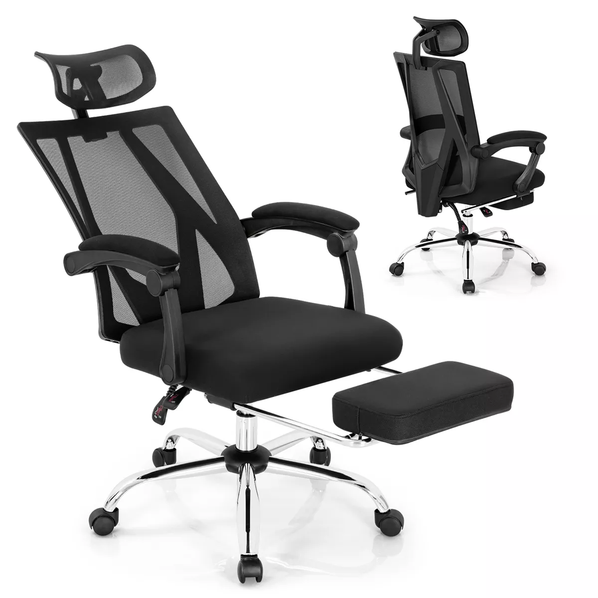 Ergonomic Office Chair, Reclining Office Chair Desk Chair with Foot Rest,  High Back Computer Chair Mesh Home Office Desk Chairs with Wheels 