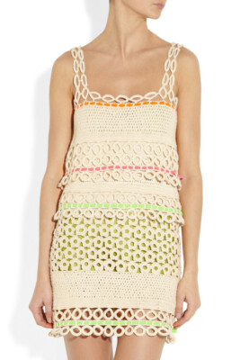 Moschino Crochet Knit Ivory Italian Satin Silk Ribbon CROCHET 