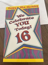 Birthday 16 Years Old Happy 16th Birthday Year 5”x7.75” Stockwell Greeting Card