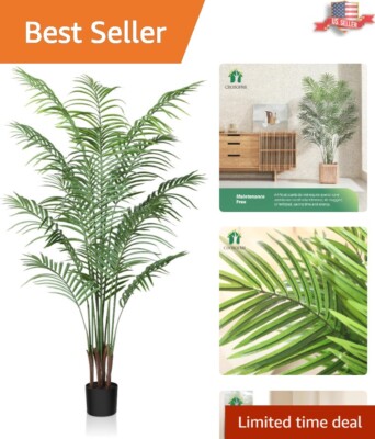 Versatile 5.5ft Faux Palm Plant with 15 Lifelike Leaves - Indoor & Outdoor Charm