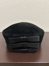 Vintage Christine Original Black Velvet Pillbox Hat