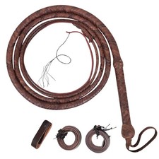 14FT Genuine Cowhide Leather Bullwhip | 16-Plait Handmade Custom Bull Whip Holde