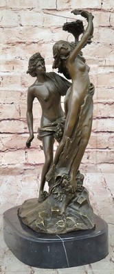 Handcrafted Apollo and Daphne Greek Mythology Bronze Statue Marble Base Figurine