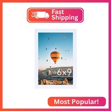 JCJMY 6x9 Picture Frame White for Wall Hanging or Tabletop- Wall Mounting Horizo