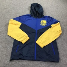 Golden State Warriors Jacket Mens Small Blue NBA Basketball Hooded Windbreaker