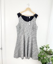 Old Navy XL Black Gray Knit Sleeveless Pleated Fit Flare Dress Women’s XL NWT