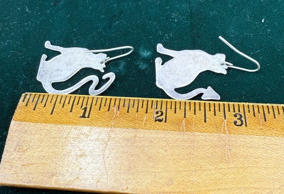 Sterling Silver Dangle Angle Devil Cat Earrings S… - image 5