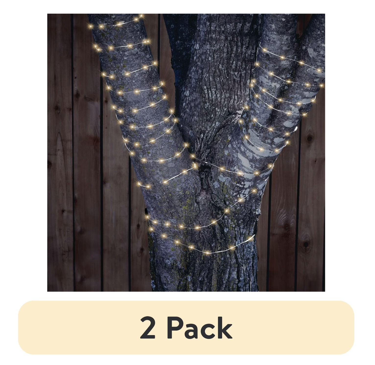 (2 pack) Mainstays Solar Power 200-Count Warm White Fairy LED Wire String Lights