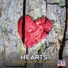 Hearts 2027 Wall Calendar with Bonus Months 12x12 Artistic Design Gift