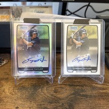 Tyrone Taylor 2012 Bowman 1st Refractor Auto And 1st Base Auto Brewers Mets