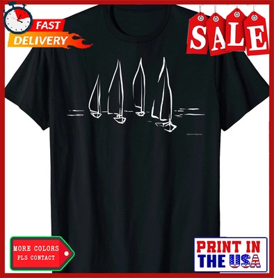 Sailboats on Open Water Nautical Theme Sailing Boat Unisex T-Shirt