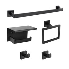 Bathroom Towel Bar Holder Sets Matte Black 5-Piece Bathroom Hardware Set Stai...