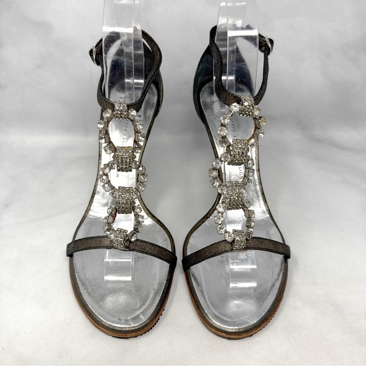 Vintage Vicini Giuseppe Zanotti希少品 Giuseppe Zanotti Vicini Vintage Y2K Metallic Leather Block Heel