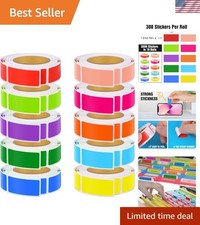 3000 PCS 10 Rolls Rectangular Color Coding Stickers 1.57 x 0.75 Inch Self-Adh...