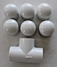 Lasco PVC End Caps (6) & T Joint (1) SCH40 D2466 1-Inch