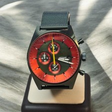 DETOMASO D10 CHRONOGRAPH 43MM WATCH RED& OLIVE GREEN D10-19 MESH STRAP 5ATM
