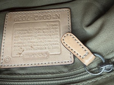 Coach Signature Shoulder Bag Purse Womens Brown Green Blue Suede