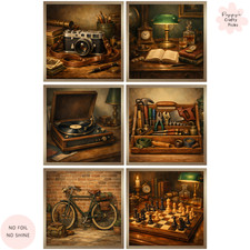 Vintage Gentleman Still Life Card Toppers | Traditional Hobby Card Making (6)