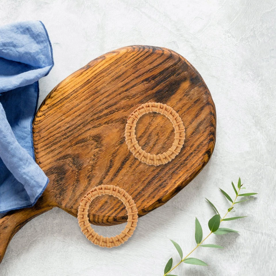  6 Pcs Portatovaglioli Rattan Decorazione Tovagliolo Semplici Anelli - Immagine 4 di 4