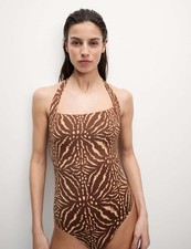 Marks & Spencer Womens Halter neck Swimsuit in Brown Mix - M&S