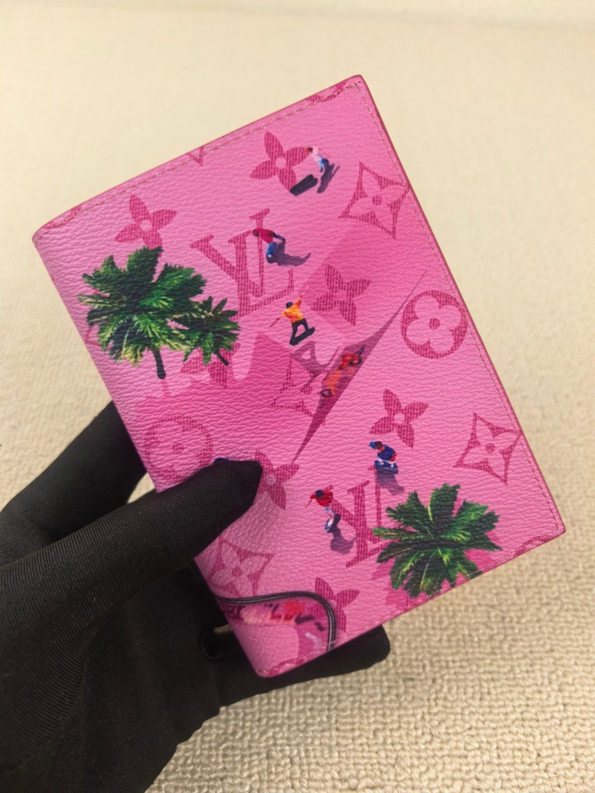 LOUIS VUITTON Pink Leather Monogram Sunset Pocket Organizer Wallet Status