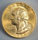 1964 P Washington Quarter – 90% Silver Coin - GEM Uncirculated - Toning