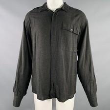 DOLCE & GABBANA Size M Grey Charcoal Viscose One Pocket Long Sleeve Shirt