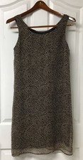 VTG Y2K  Robbie Bee Silk Leopard Print Sleeveless MIDI Dress 10 Classic Artsy