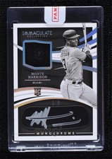 2021 Immaculate Monochrome Relics Hat Eyelets 1/6 Monte Harrison Auto 0jp9