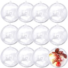 12Pack 80mm Clear Christmas Ball Ornaments 3.14IN Fillable DIY Craft Plastic